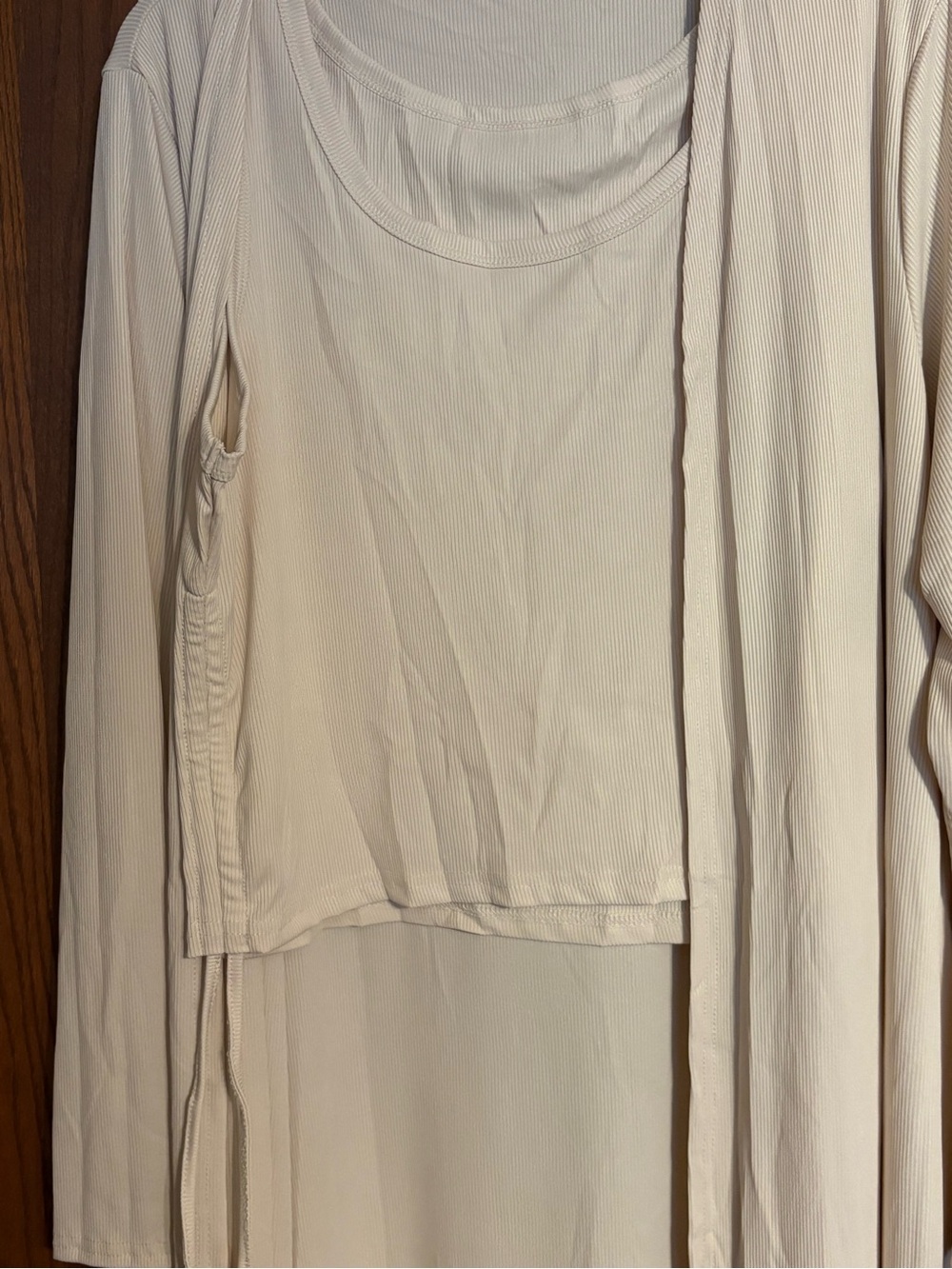 Women's Cream Ribbed Loungewear XXL 3 piece set